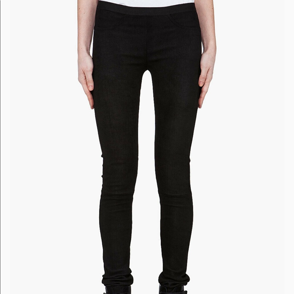 Helmut Lang Black Suede Leather front leggings